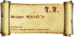 Neiger Miklós névjegykártya