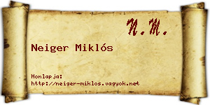 Neiger Miklós névjegykártya